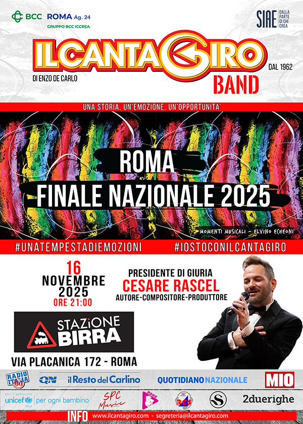 PARTECIPEREMO AL CANTAGIRO 2025 domenica 16 novembre